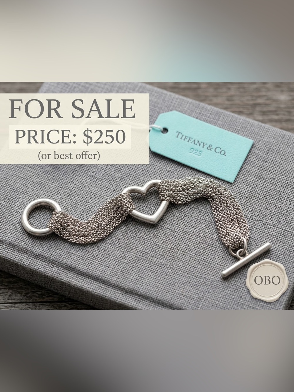 Tiffany & Co. Silver Multi-Strand Heart Toggle Bracelet